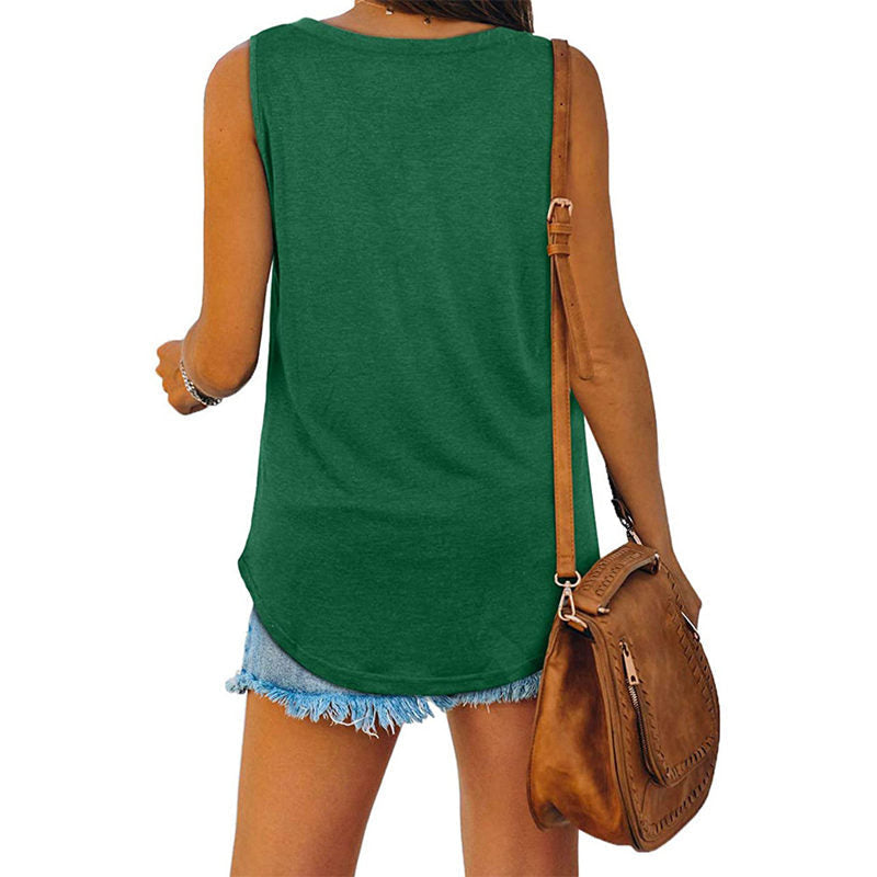 Breathable Cotton Sleeveless V Neck Top Lightweight Summer