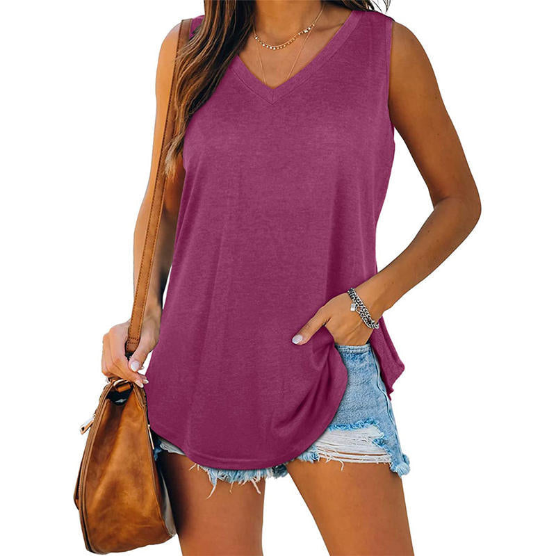 Breathable Cotton Sleeveless V Neck Top Lightweight Summer