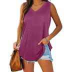 Breathable Cotton Sleeveless V Neck Top Lightweight Summer