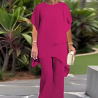 Relaxed Two Piece Set Layered Top Wide Leg Pants