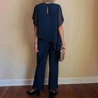 Relaxed Two Piece Set Layered Top Wide Leg Pants