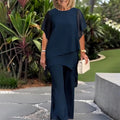 Relaxed Two Piece Set Layered Top Wide Leg Pants